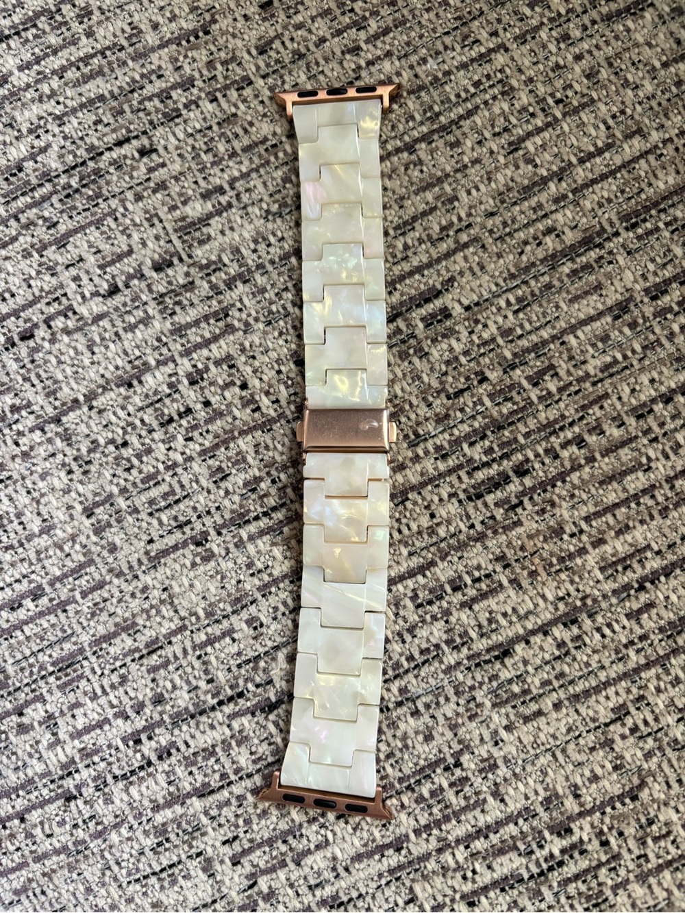 Plunder White Mother-of-Pearl Link Smart Watch Band with Rose Gold Hardware